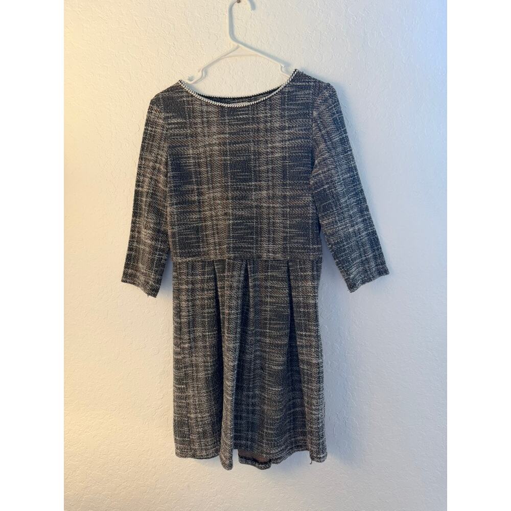 Max Studio Plaid Knit Fit & Flare Dress 3/4 Sleeve Size S